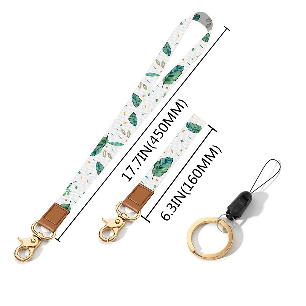 Leather-Polyester Wrist-Neck Lanyard porte-clés à double usage