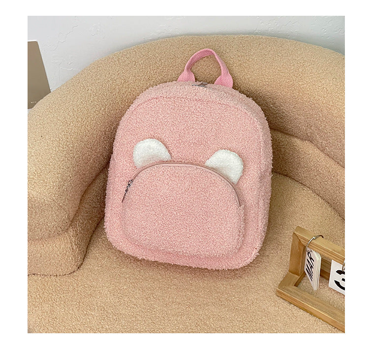 Sac à dos léger en peluche en forme de cœur