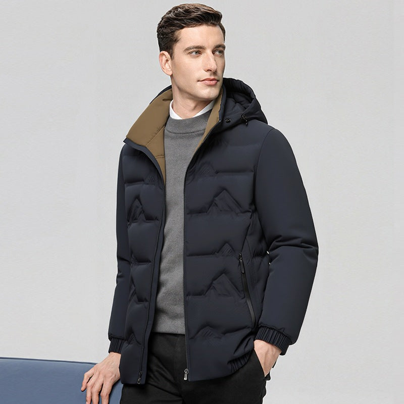 Veste en coton pour hommes d'hiver, épaisse et debout, pour les affaires