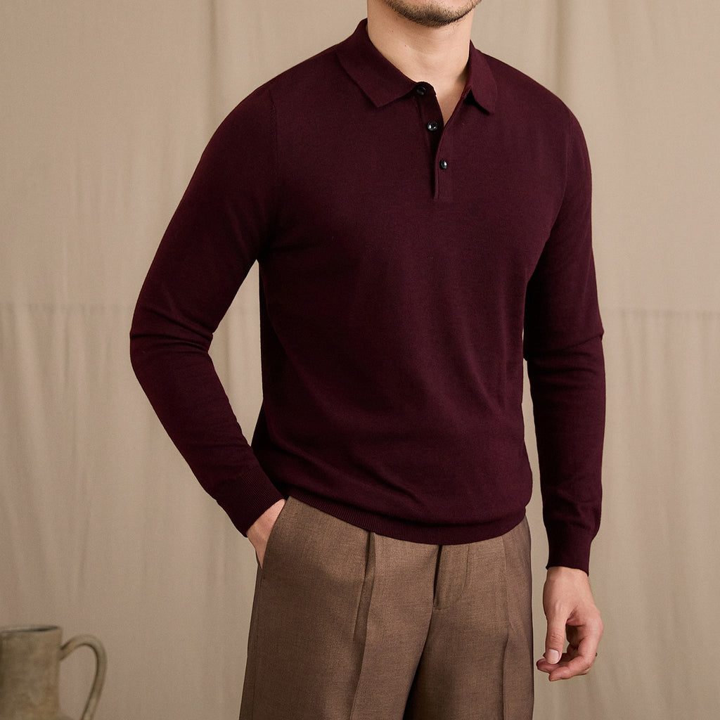 Chemise Polo Retro Slim-Fit Chaud Laine Top pour l'automne et l'hiver