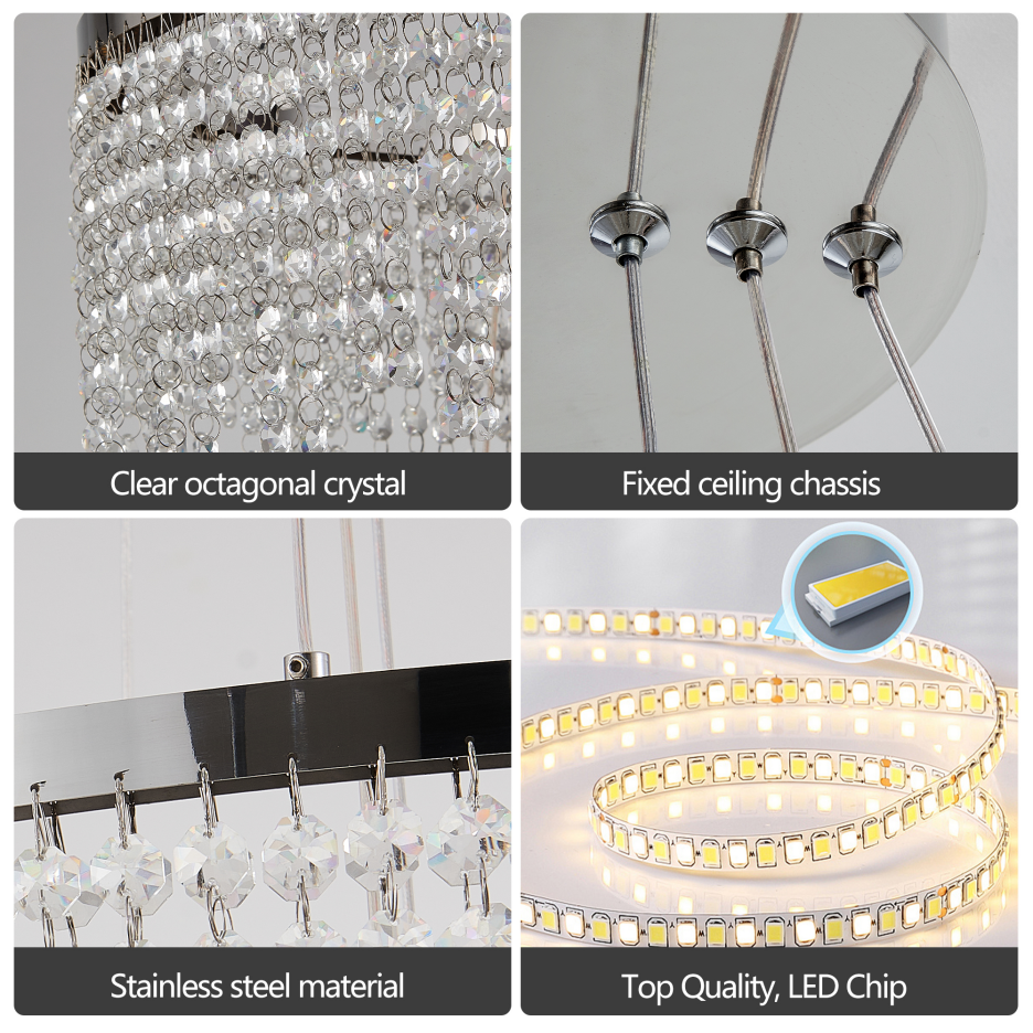 Lampe de plafond LED Lustre cristal 24 pouces