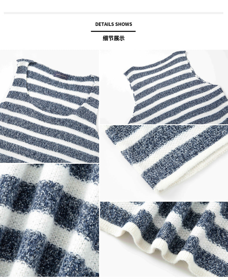 Été Hommes sans manches rayé tricot Top