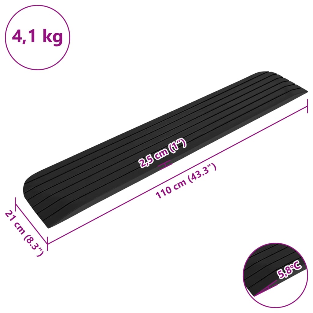 Seuil Ramp 110x21x2,5 cm Caoutchouc Seuil Rampes 2