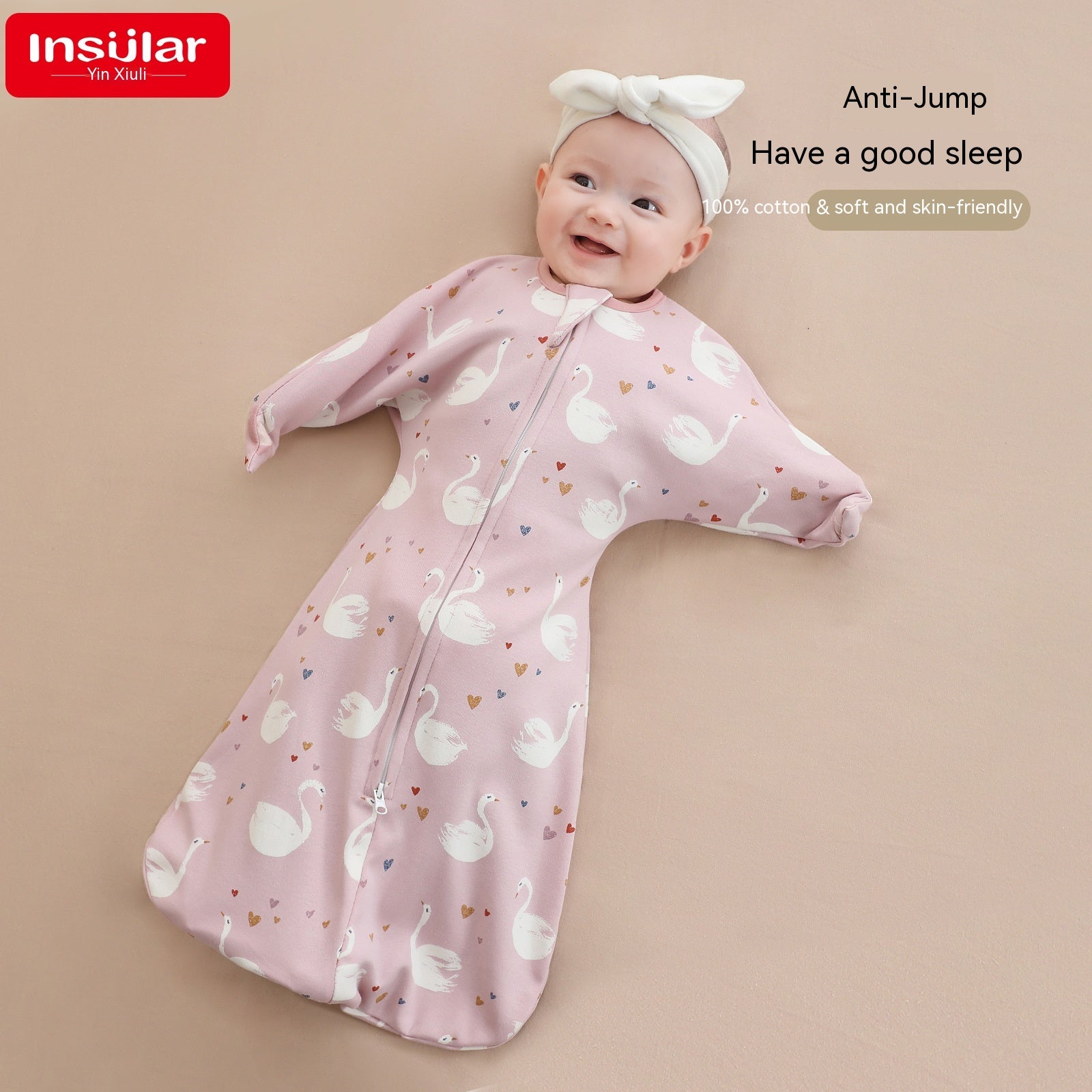 Cotton Baby Derender Anti-startle Gro-bag Anti-kicking Blanket Sac de couchage