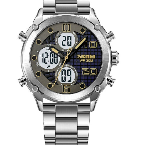 Sports de plein air hommes montre électronique double mouvement multifonctionnel