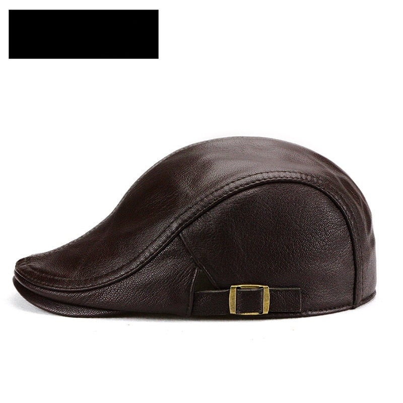 Mens Chapeau en cuir mince de style coréen pour l'automne et l'hiver parfait pour les personnes d'âge moyen et plus âgé