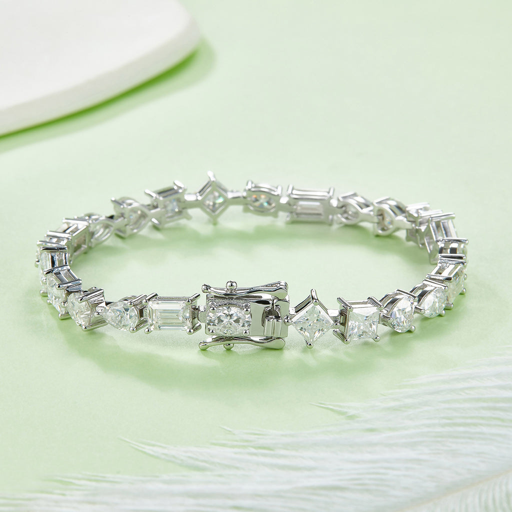 S925 Argent Sterling Coupe Mixte Moissanite Bracelet de Tennis D Couleur VVS1 GRA certifié 16-18