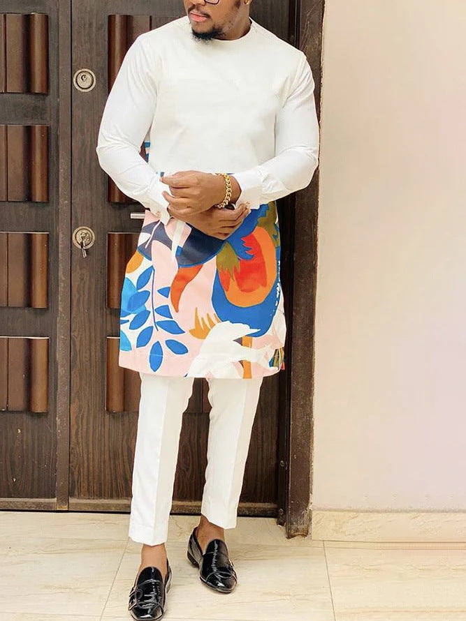 Hommes Ensemble de loisirs Costume imprimé chemise et pantalon