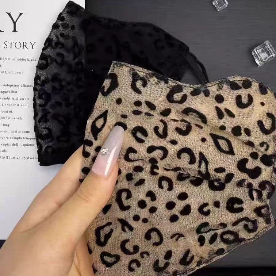 Masque en polyester d'été de dentelle légère pour femmes Leopard-Print
