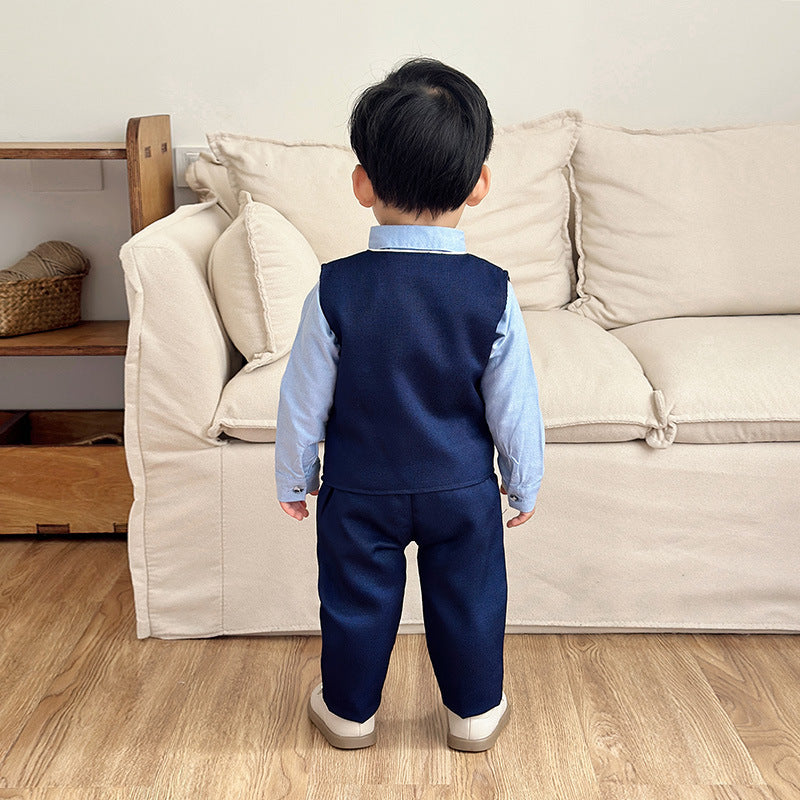 Printemps et automne Vêtements de bébé à manches longues Enfants Trois-pièces Gentlemans Taille formelle Wi