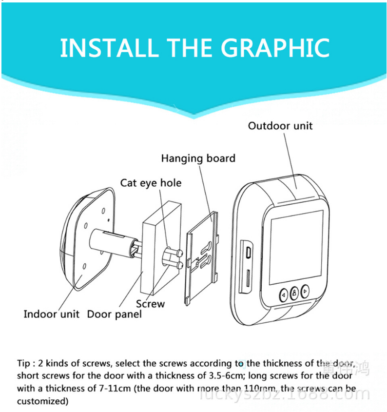 2.4 Inch Sécurité Smart Doorbell Peephole Camera Electronic Cat Eye