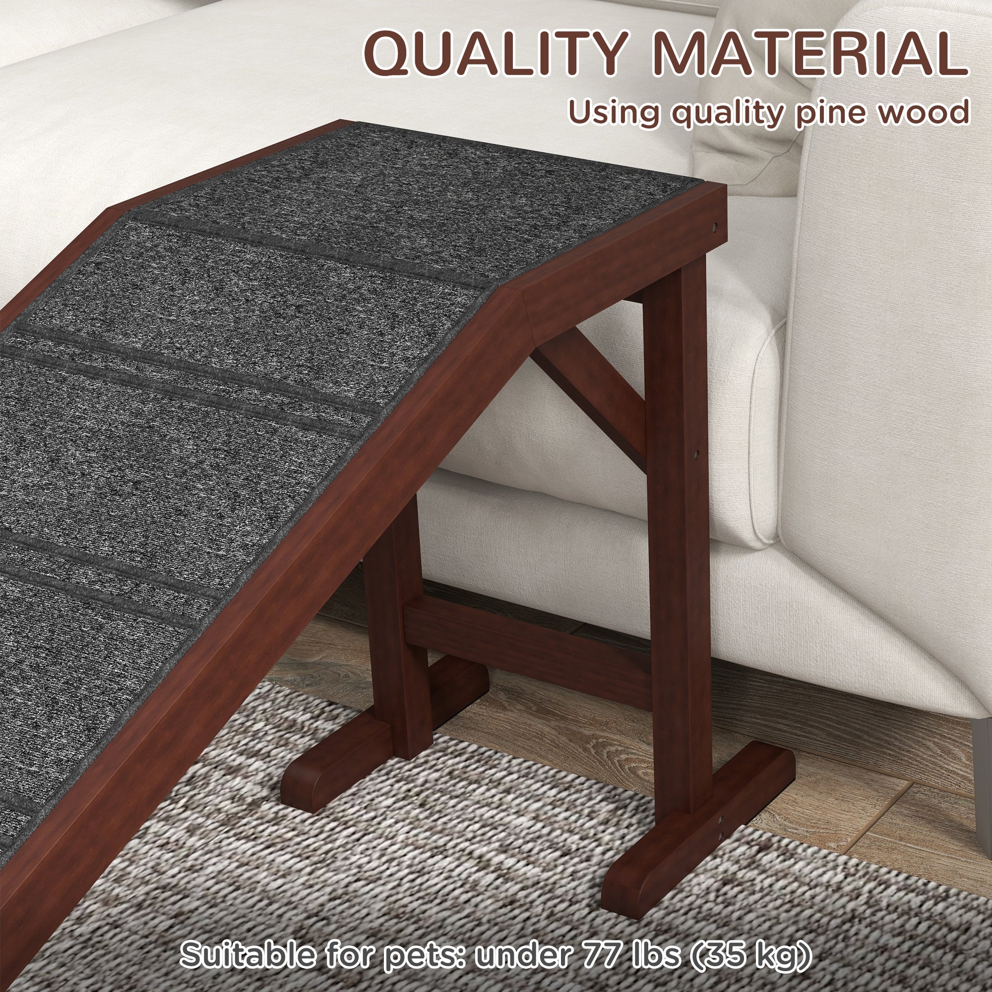 Ramp pour chiens avec tapis antidérapant et plate-forme supérieure