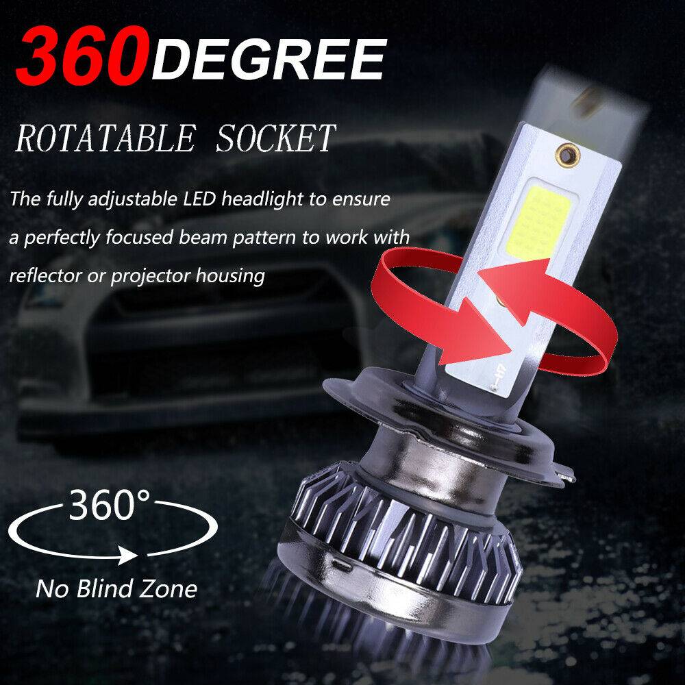2x H7 Kit d'ampoule de phare LED High Low Beam 8000K Super Blue 26000LM Ampoule