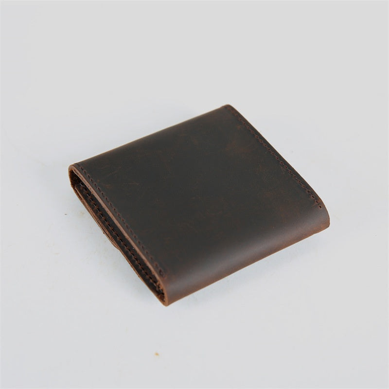 Rétro simple Cowhide Pièce Changer Mini Portefeuille