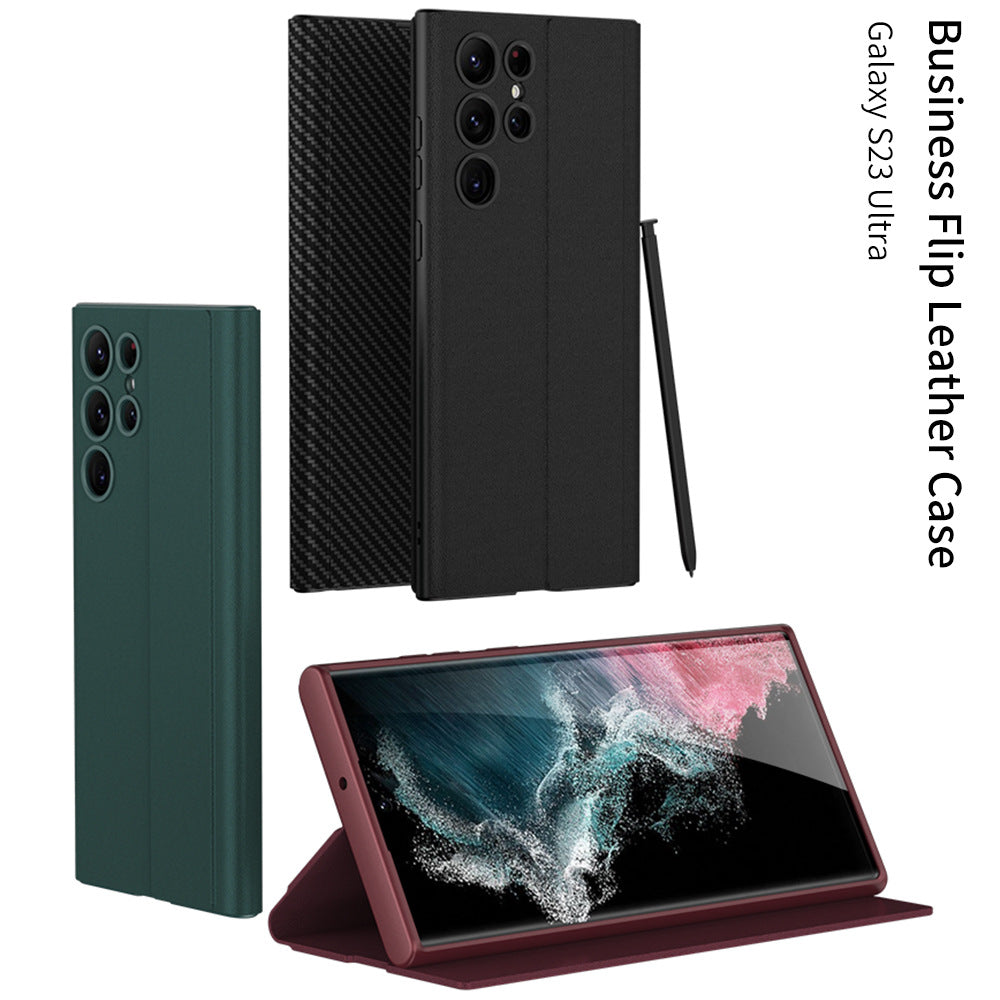 Boîtier de téléphone en cuir tout compris à aspiration magnétique à trous fins