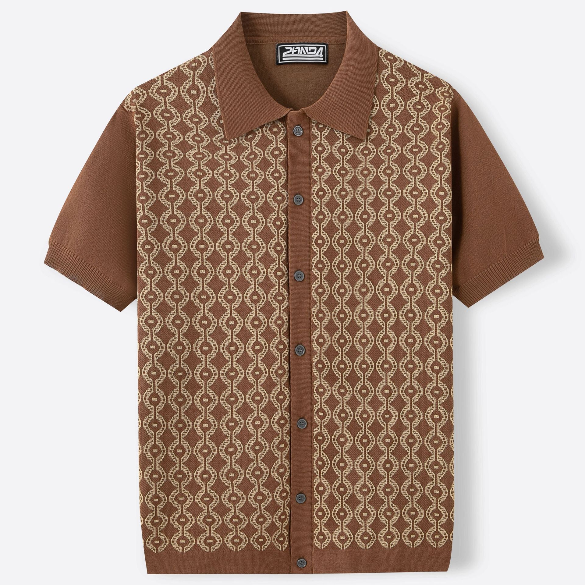 Tencel d'été Chandail à manches courtes Lapel Jacquard Cardigan pour hommes