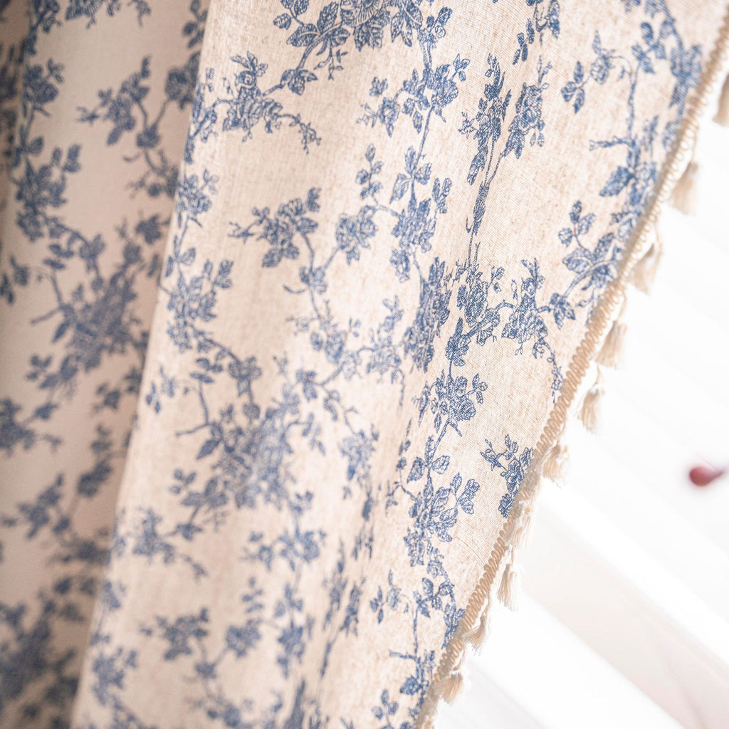 Coton et Linge d'imprimerie Rideau de cuisine Beige Tassel Petite fenêtre Half Shade Bay fenêtre