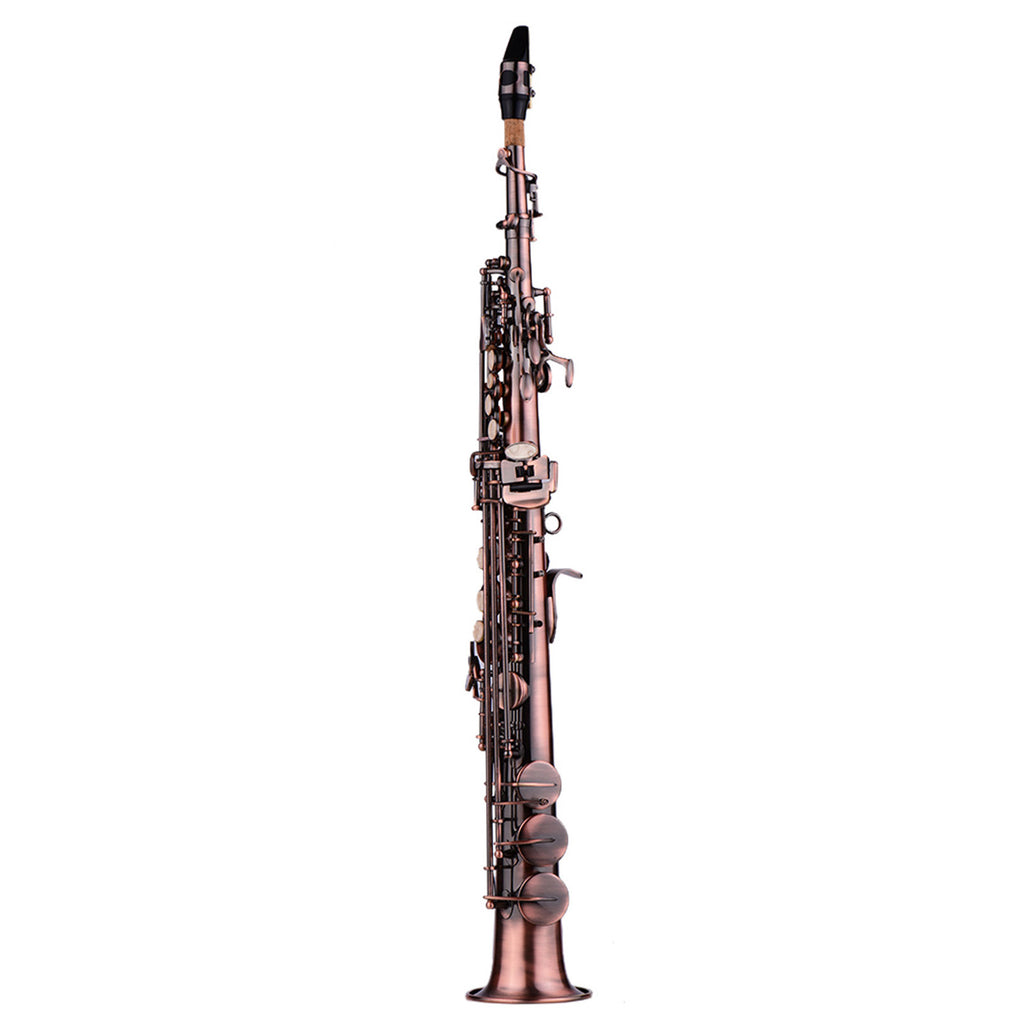 Laiton Professionnel Droit Bb Soprano Saxophone Ni Plaqued Sax Woodwind Instrument Carve P