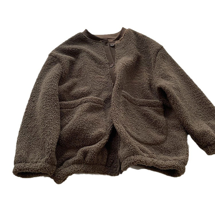Manteau de cardigan brossé et épaissé
