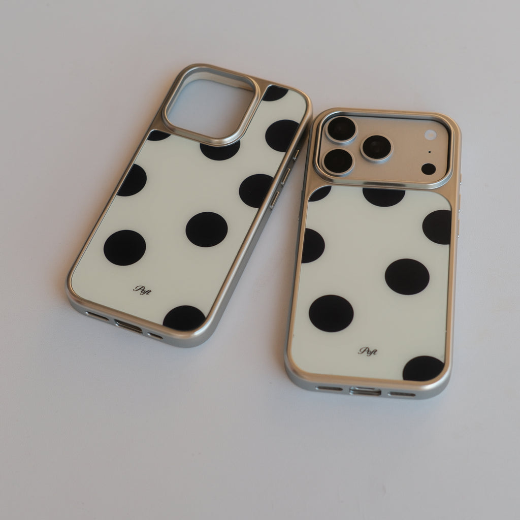 Boitier de téléphone magnétique en verre givré rétro-polka-point