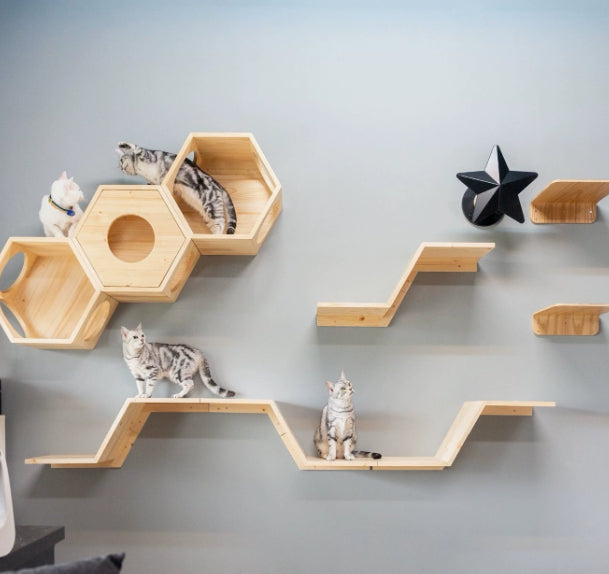 Vue Cat Style de plate-forme en bois massif Monté mural Facile-Installer quatre-saisons en bois Cat Tre