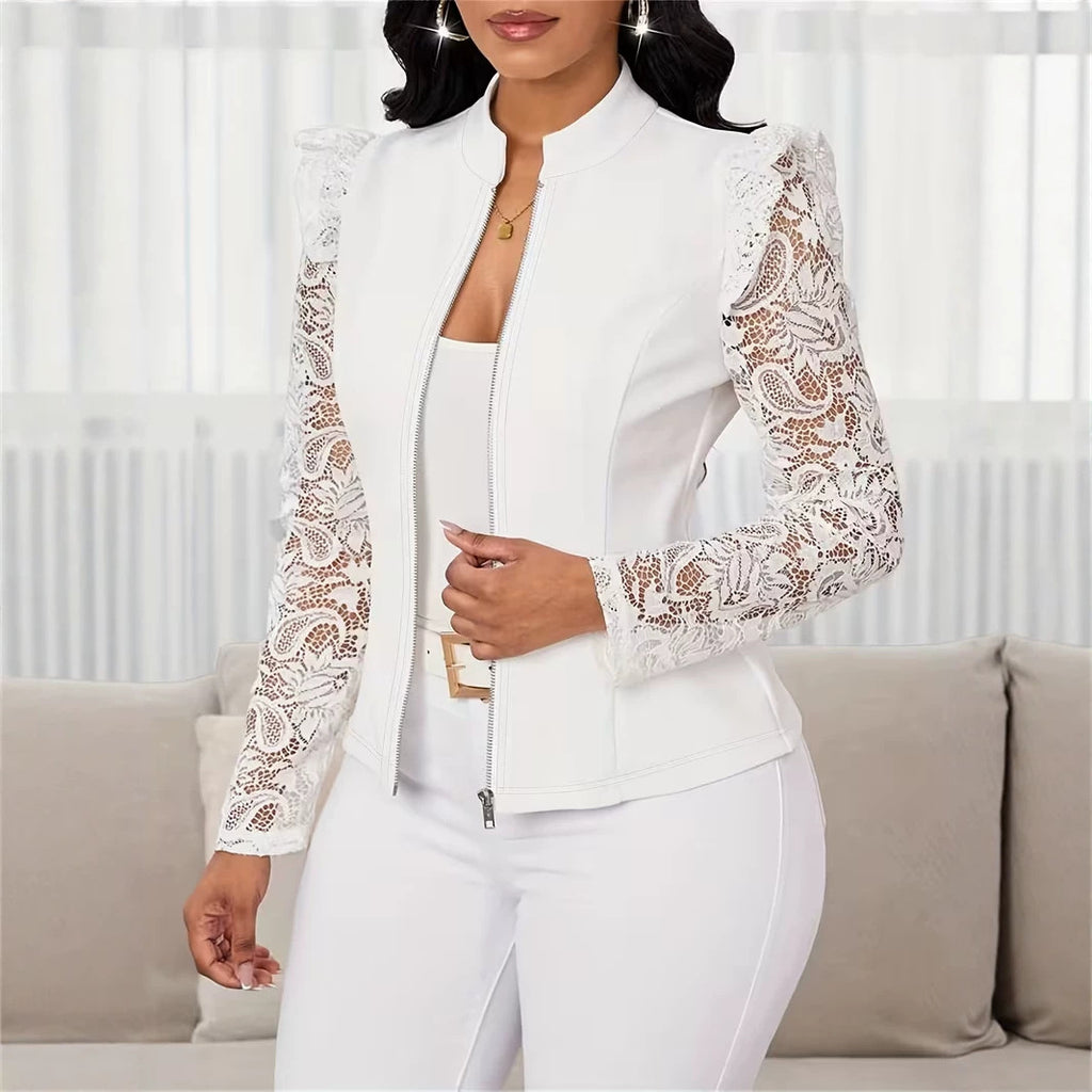 Blazer casual femme avec un collier d'équipage
