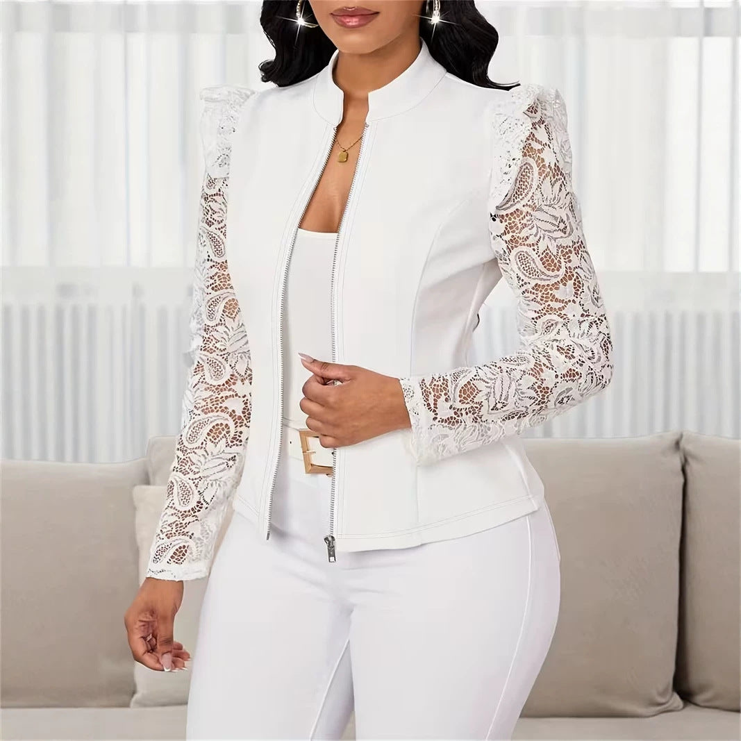 Blazer casual femme avec un collier d'équipage
