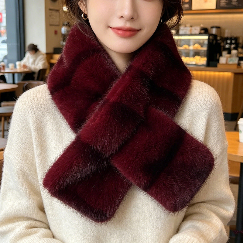 Couleur rayée Contraste en peluche douce écharpe transversale avec style rétro et sophistiqué