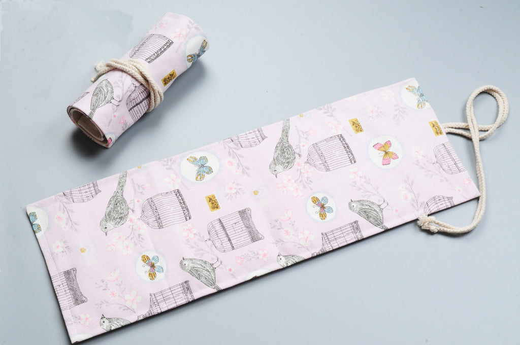Toile Pencil Wrap Roll Up Pencil Case Porte-stylo Sac de rangement Pouch Print with Custom Desi