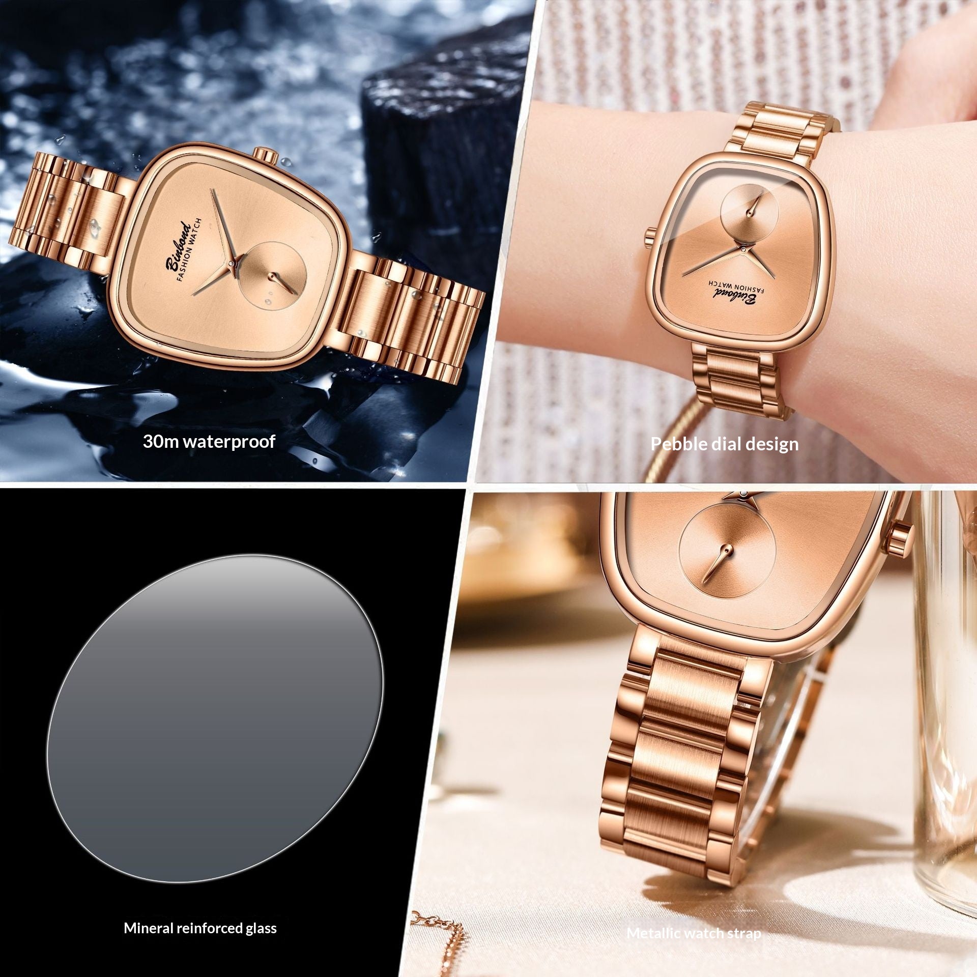 Montre Quartz en acier inoxydable imperméable pour femme
