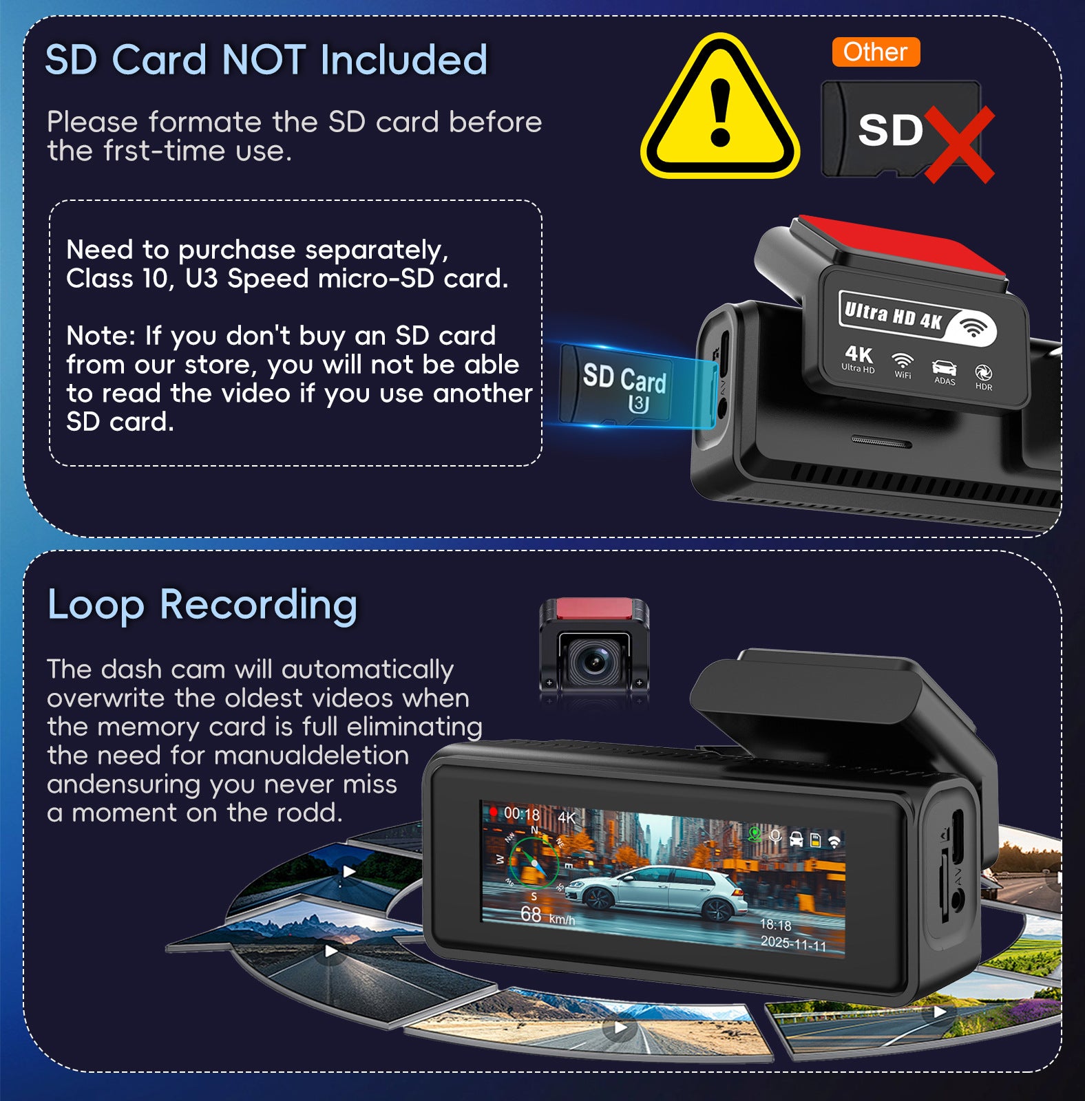 Dual-camera HD Night Vision Dash Cam