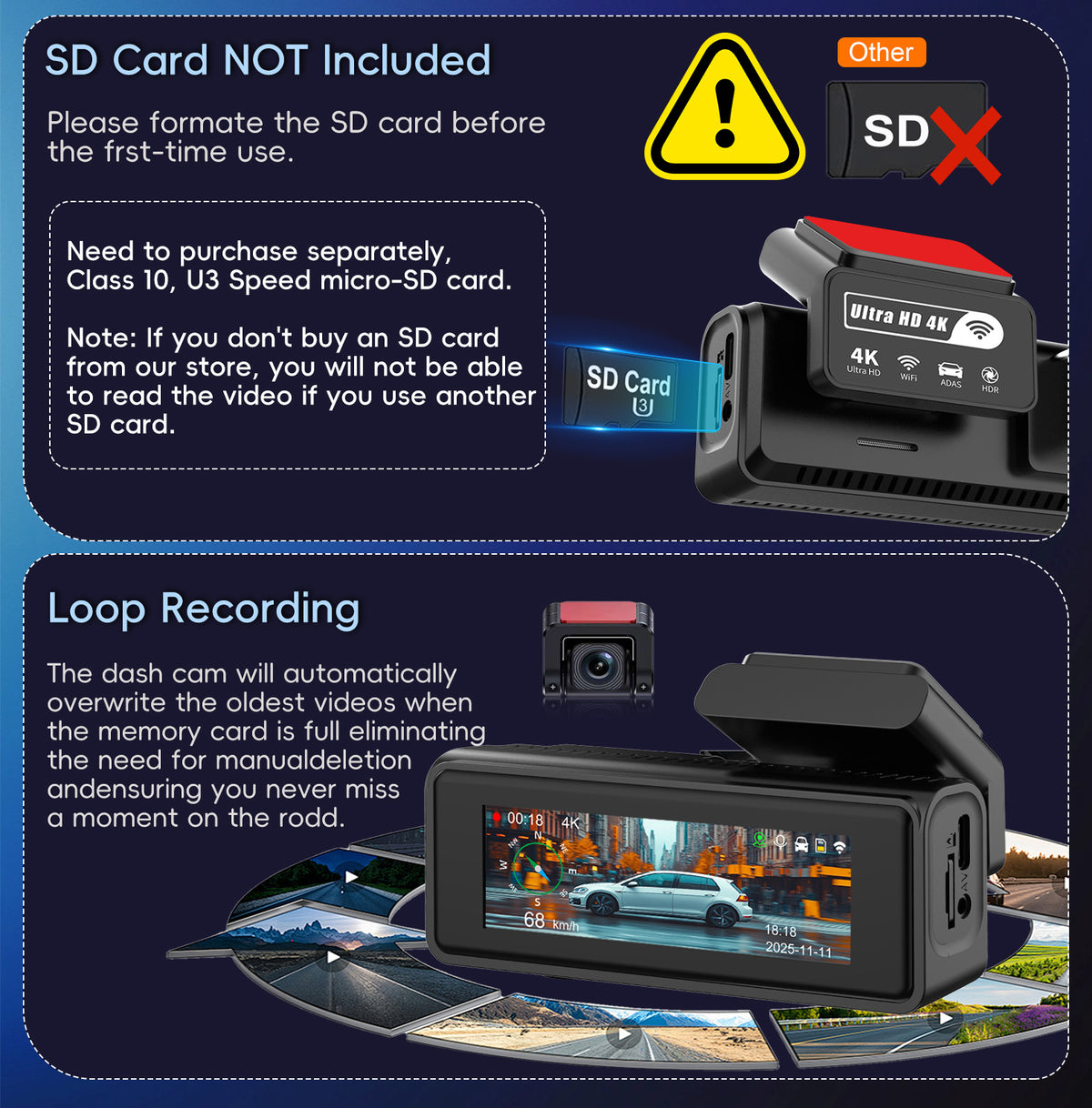 Dual-camera HD Night Vision Dash Cam