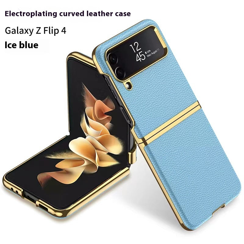 Z Flip4 Étui de téléphone Zflip4 Écran pliable tout compris cuir uni