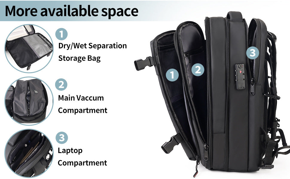 Sac à dos de compression de grande capacité avec charge USB pour les voyages courts Et Voyage