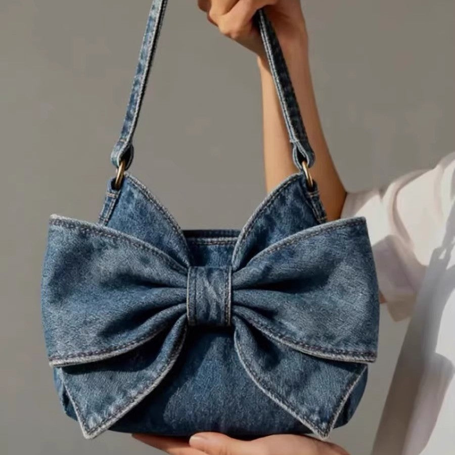 Sac de corps de denim à grande capacité avec Bow
