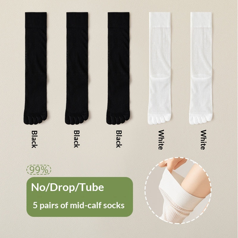 Chaussettes cinq orteils pour les femmes Été mince mi-calf Chaussettes absorbante et déodorante