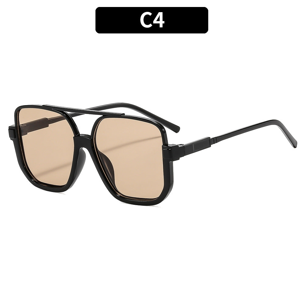 Y2K Chic Personnalité Double pont Lunettes de soleil semi-imprimées