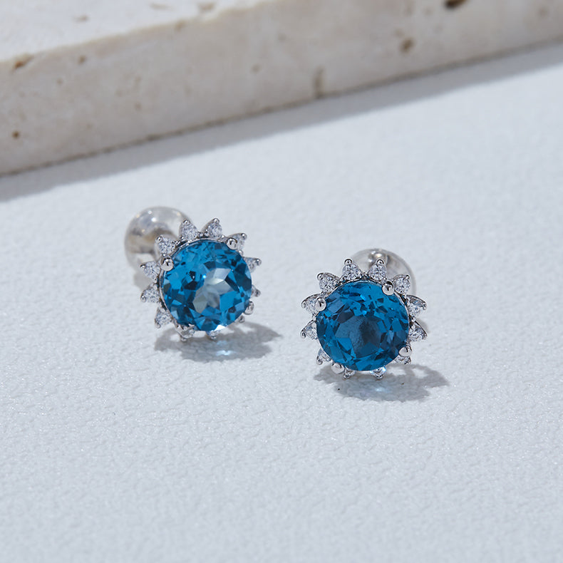 S925 Boucles d'oreilles Sterling Silver Starburst Sterling