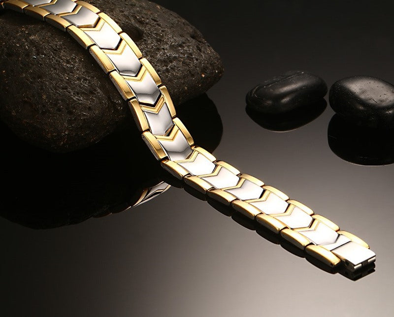 Bracelet magnétique à double rangée en or