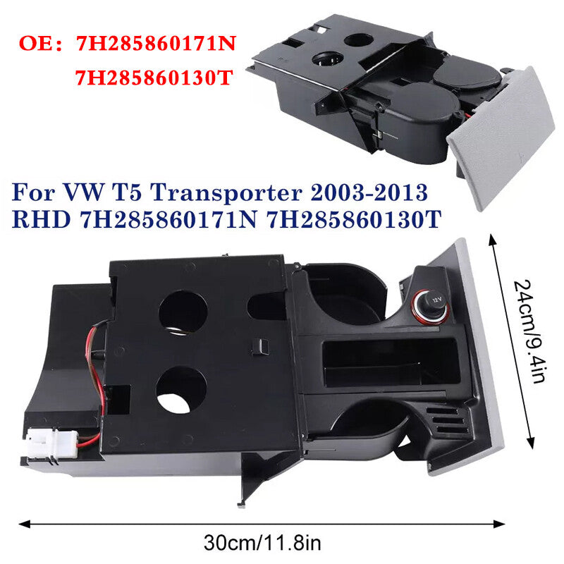 Pour VW T5 Transporter Ashtray Cup Porte-pièce double boisson Gris RHD 7H285860130T B