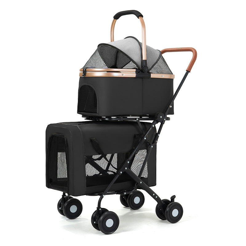 Poussette pour animaux de compagnie à double couche
