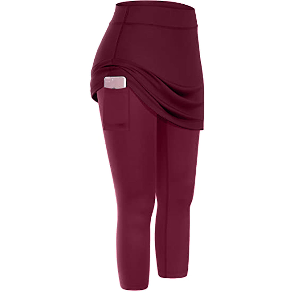 European and American Solid Color Fake Two Piece Cropped Pants Yoga Vêtements Yoga Pantalons Sli