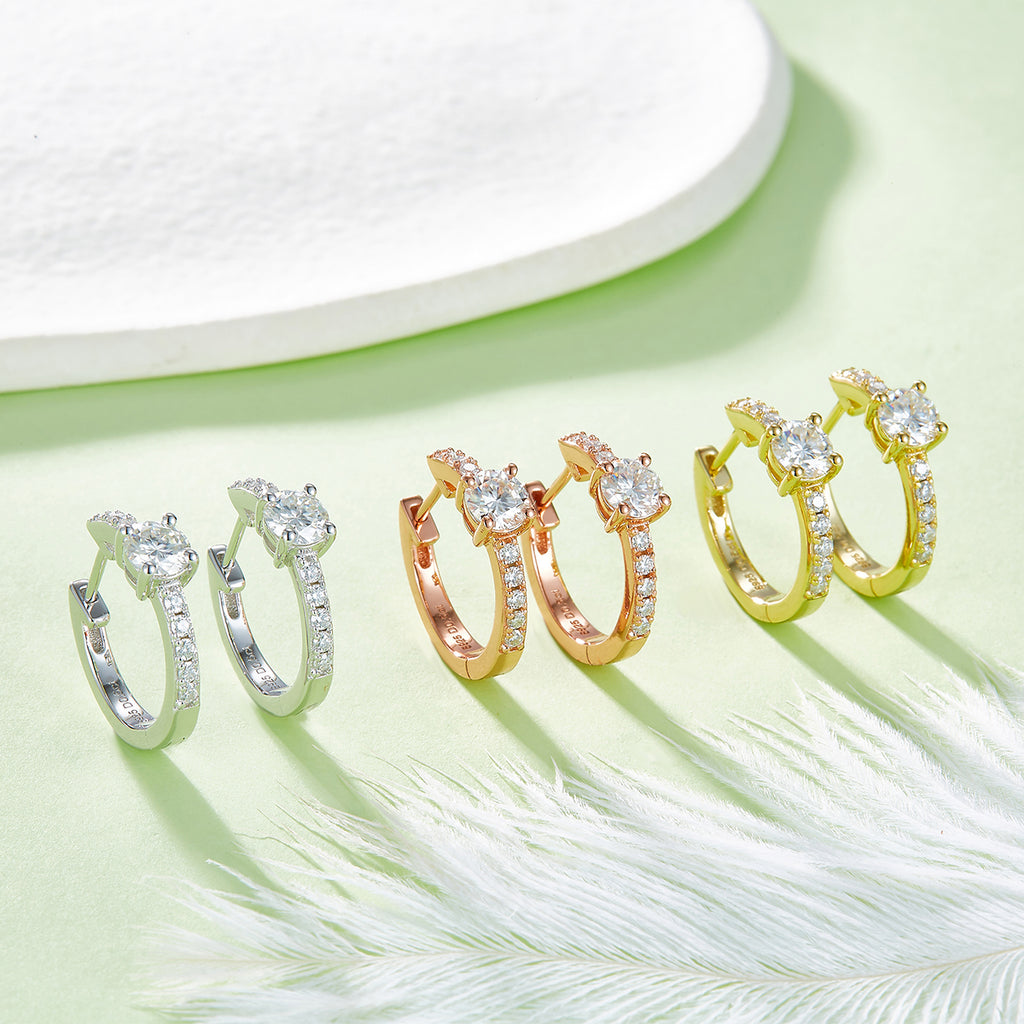 4.1g S925 Boucles d'oreilles en argent sterling de 5mm pour femmes Huggie Ho plaqué platine