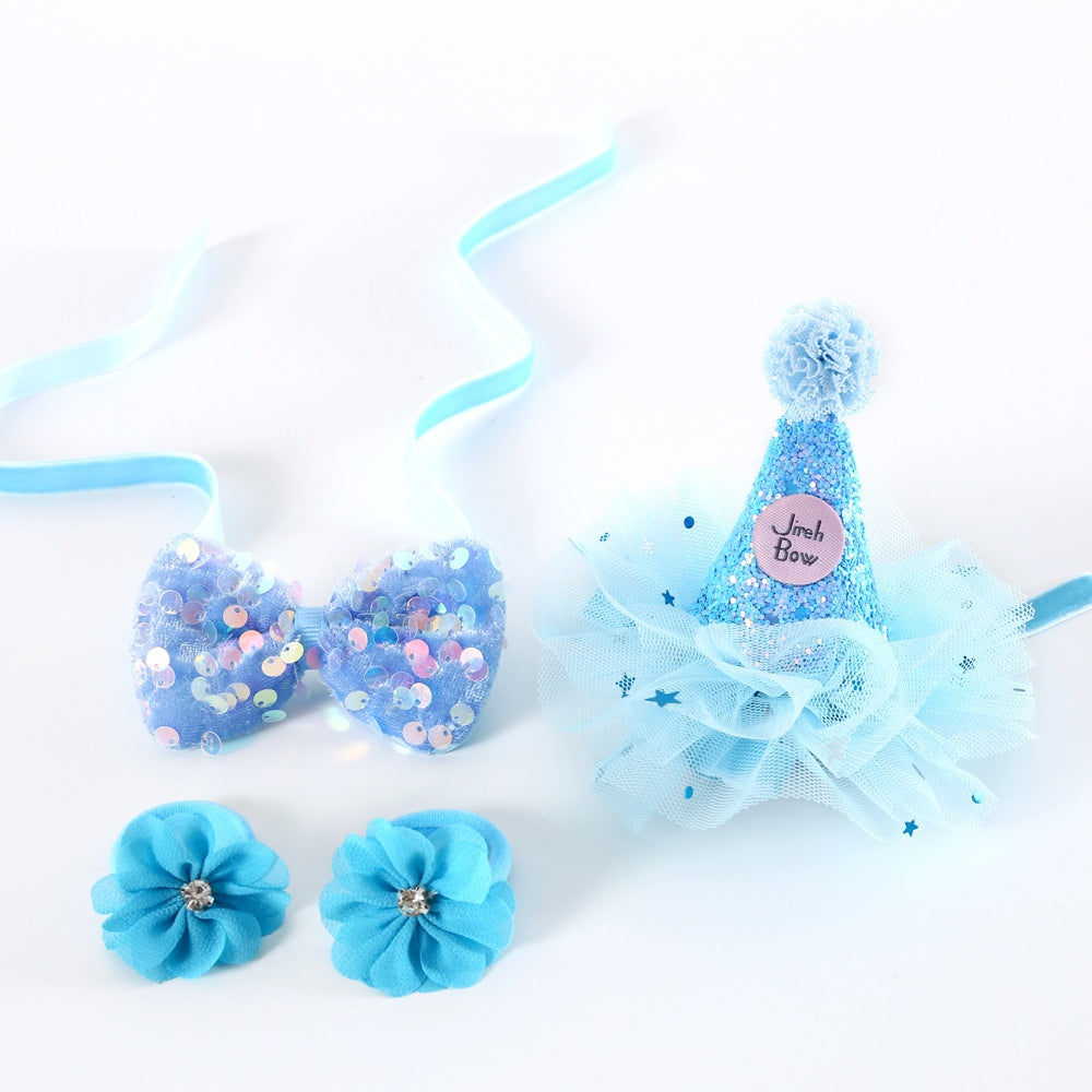 Chapeau d'anniversaire de chat Bow Tie Flower Party costume