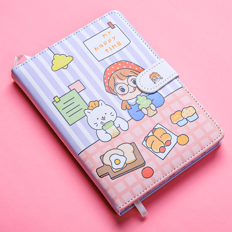 Kaba Ours Hippo petit blanc magnétique boucle carnet portable carnet fille coeur créatif