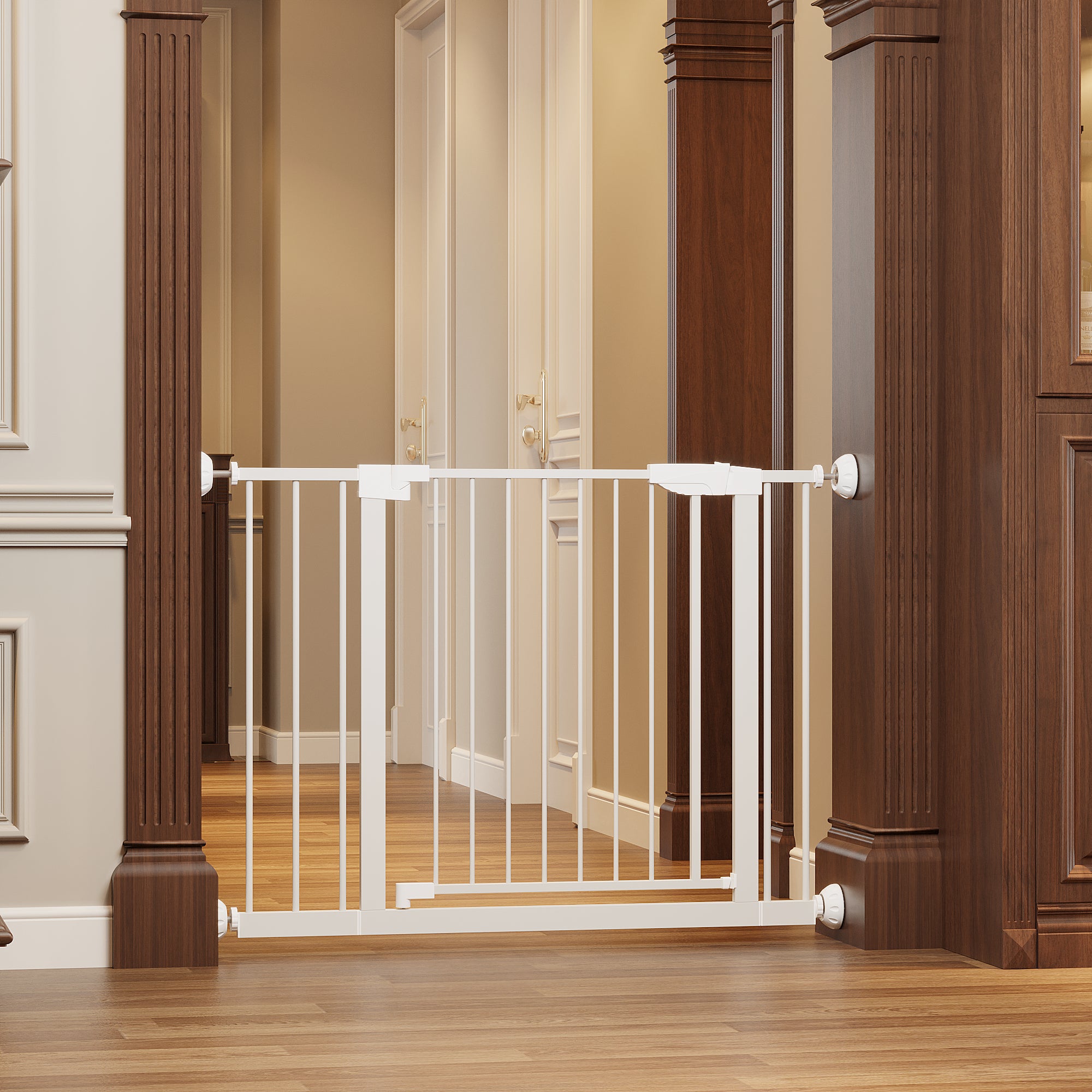 29,5-45,3" Wide Baby Gate avec protecteur mural pour escaliers