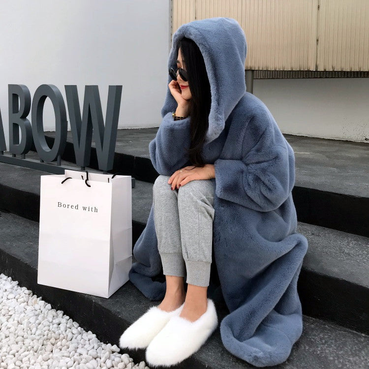 Manteau à capuche en peluche, épaissé, pour femmes