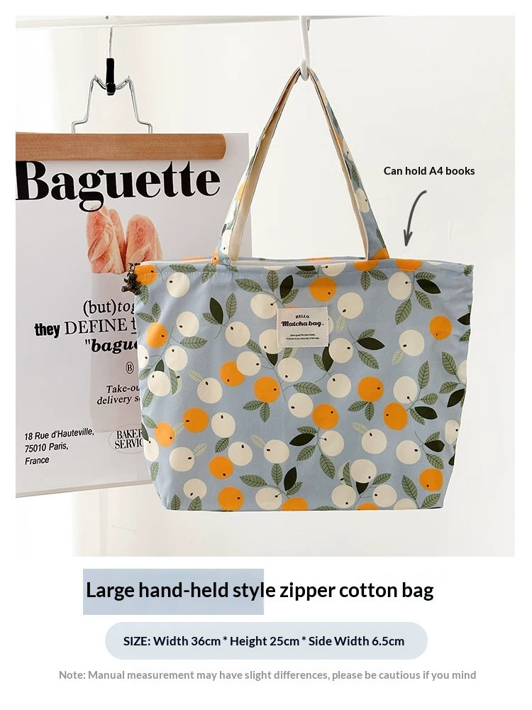 Camellia Grande et moyenne zipper femmes coton léger été sac à main