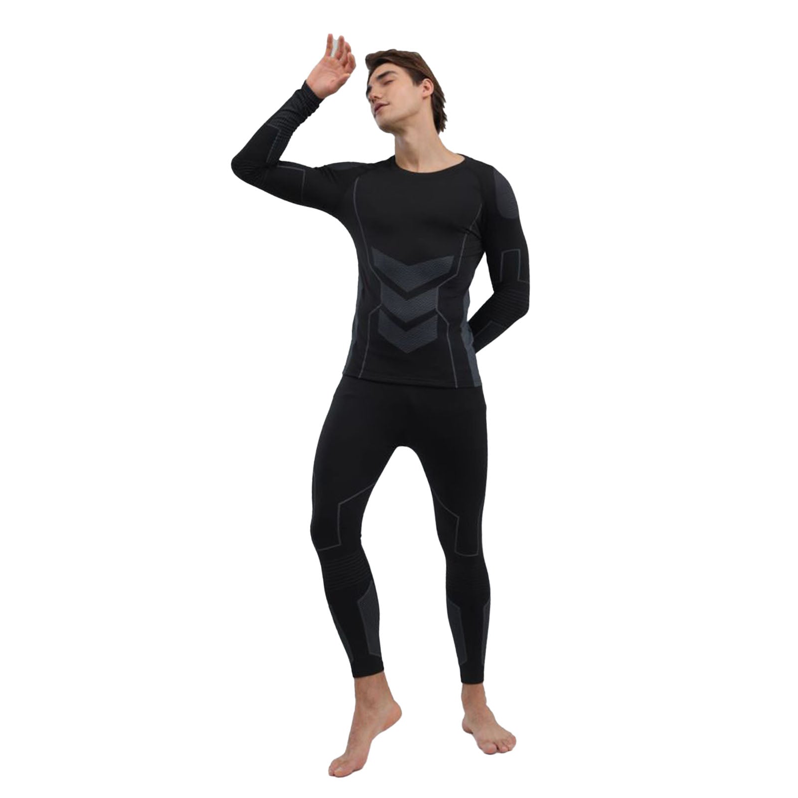 Sous-vêtements Thermique Hommes Pantalon Chemise Automne Slim Fit Sous-vêtements Thermique Top Bottom Set Bla