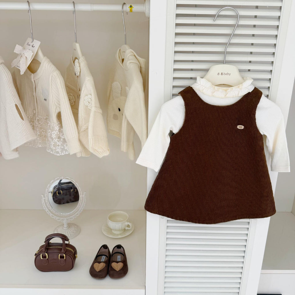 Filles Autumn Bow-Knot Top et robe deux pièces Set